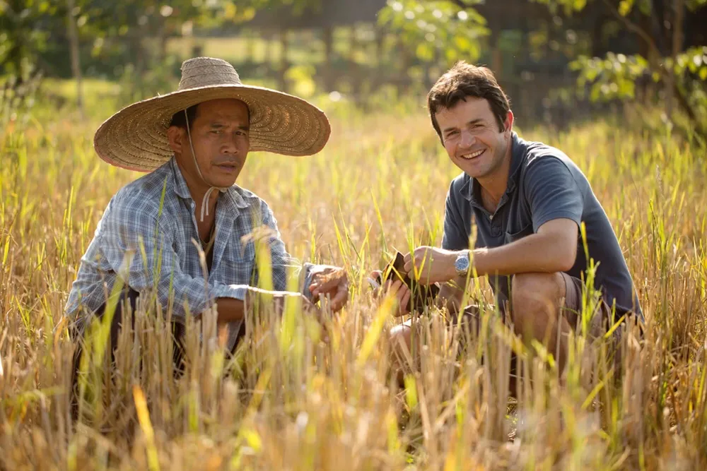 Tristan Lecompte with agroforestry farmer