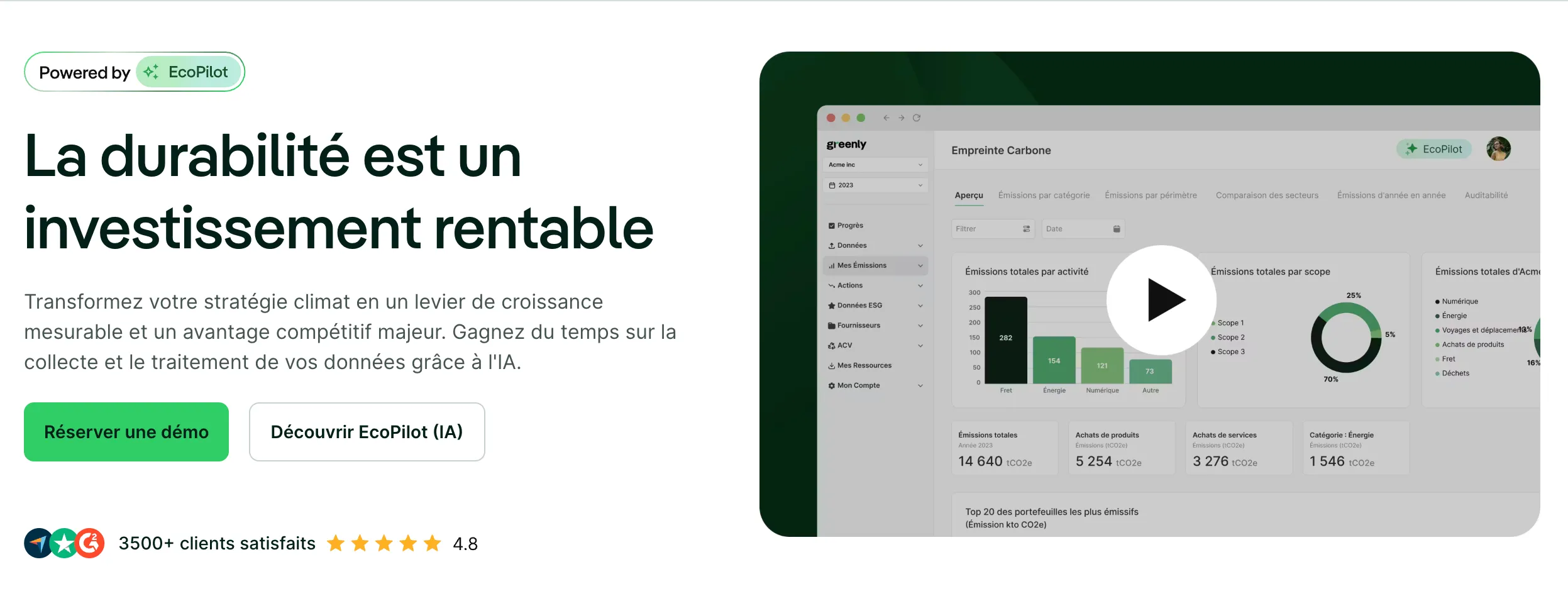 Greenly homepage - Logiciel ESG
