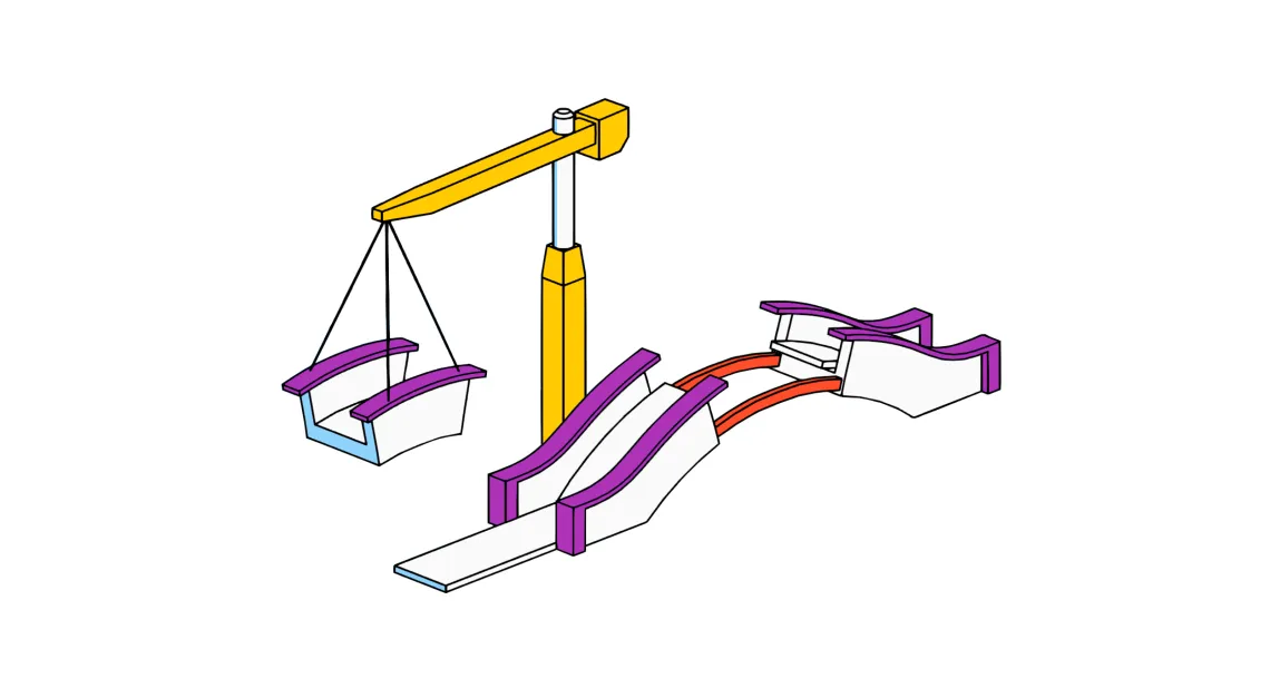 Illustration  of a bridge in construction