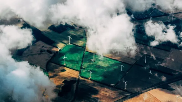 Plane view of wind turbines